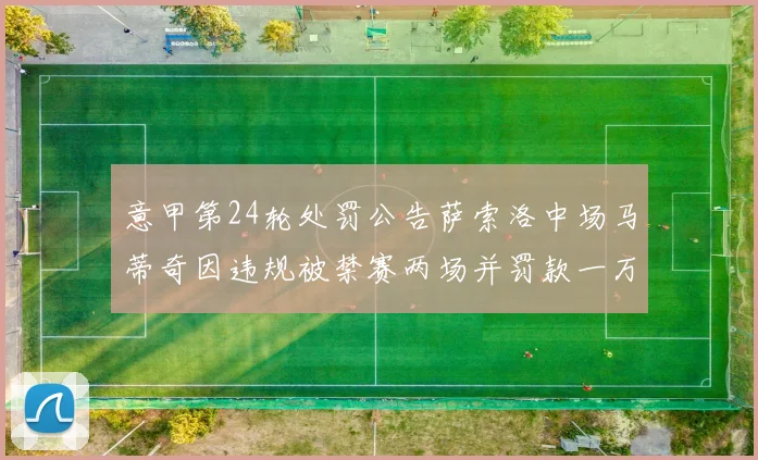 意甲第24轮处罚公告萨索洛中场马蒂奇因违规被禁赛两场并罚款一万欧元